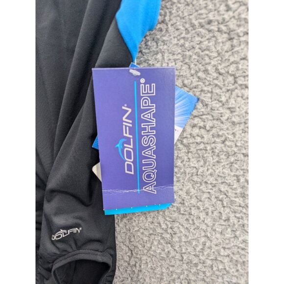 NWT Dolfin Aquashape Womens Moderate Black & Blue One Piece Swimsuit sz 6 - Picture 8 of 11